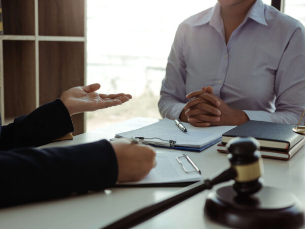 Lawyer giving advice to a client