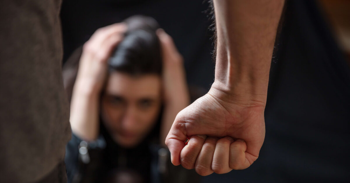 Woman scared of husband fist