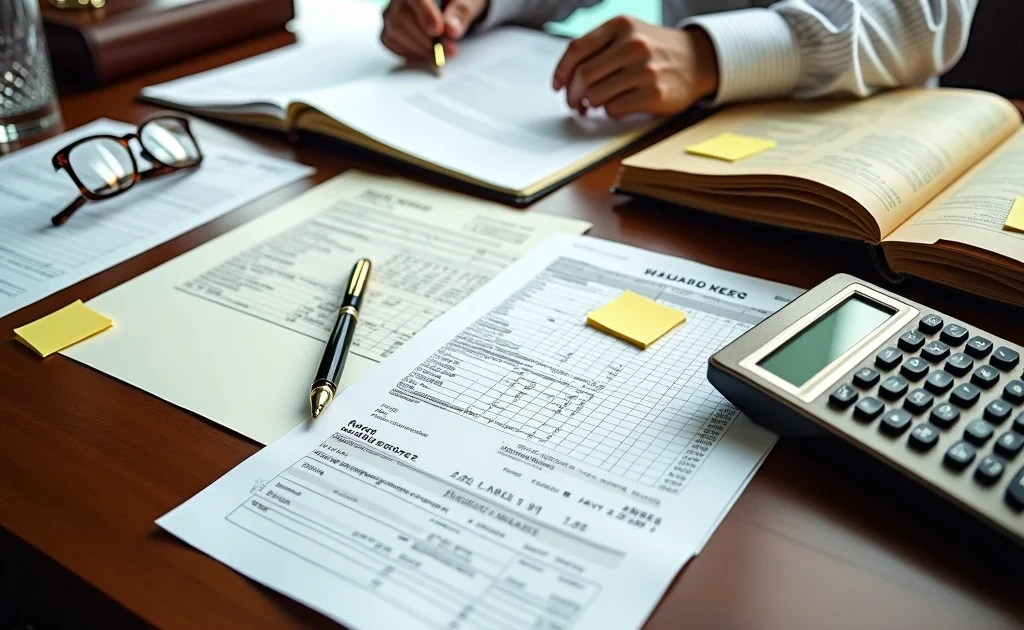 Divorce lawyer going through financial records to find hidden assets
