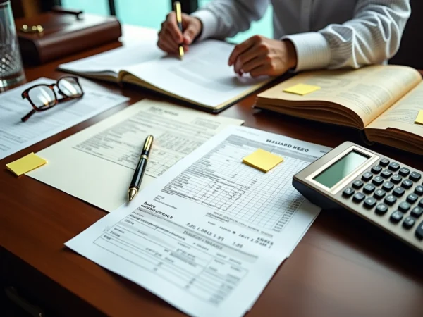 Divorce lawyer going through financial records to find hidden assets