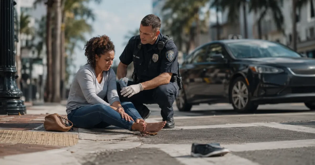Florida pedestrian accident aftermath scene