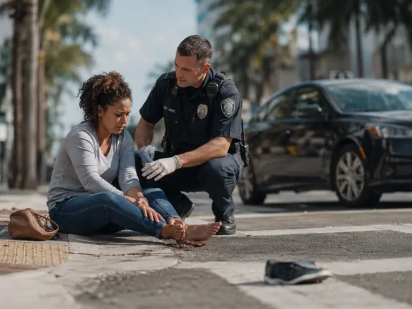 Florida pedestrian accident aftermath scene